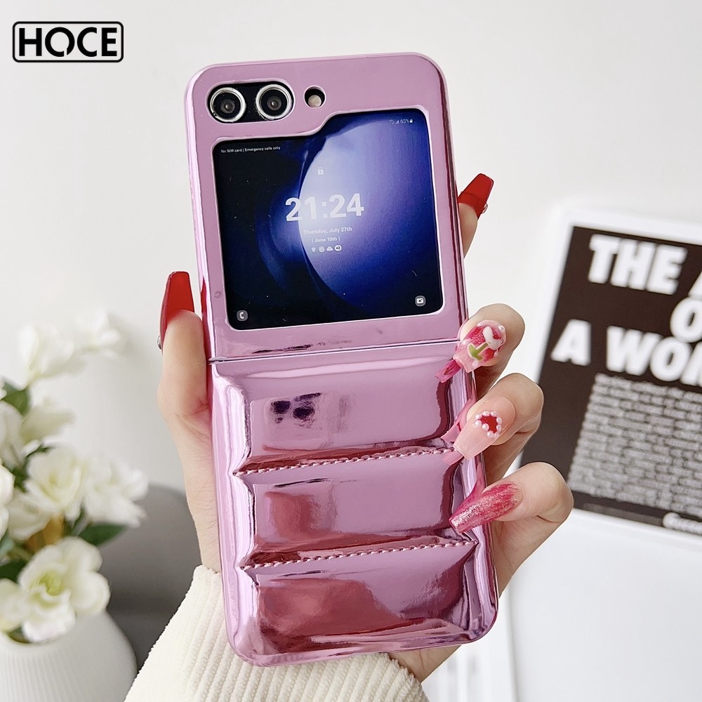 HOCE zflip7 เงาลงแจ็คเก็ตเคสโทรศัพท์สําหรับ Samsung Galaxy Z Flip 3/4/5/6/7 zFlip6 flip5 5G นุ่มกันกระแทกฝาหลังกรณี