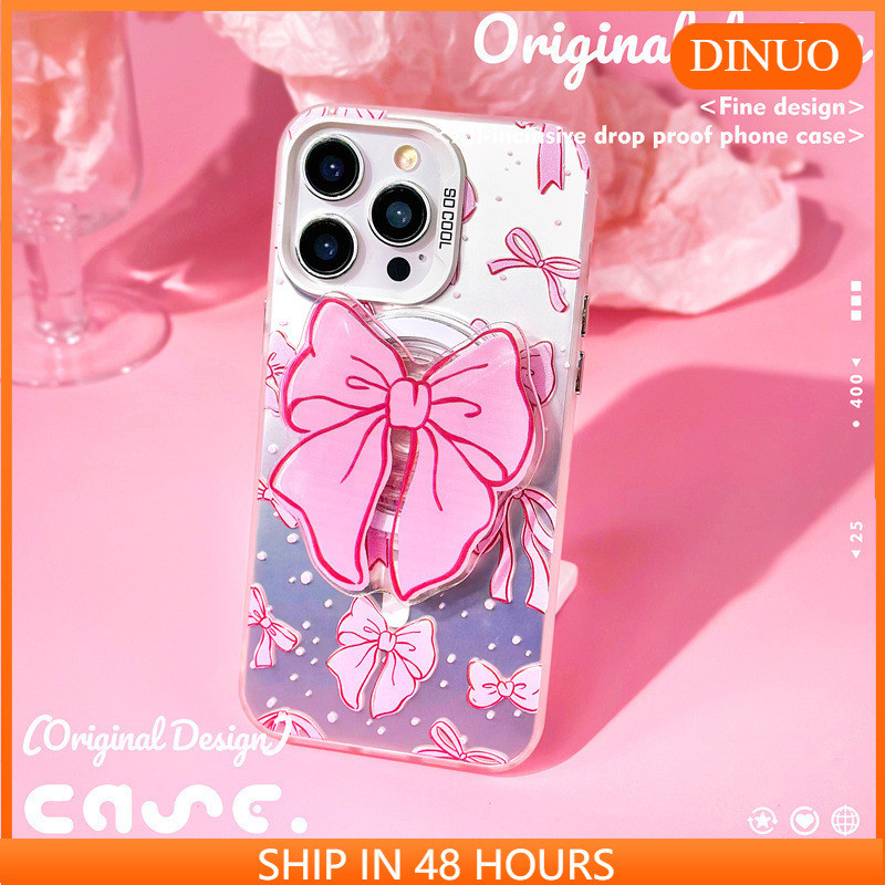 เคสโทรศัพท์มือถือ ผิวด้าน แต่งโบว์แม่เหล็ก สําหรับ Iphone 15 14promax 13 12 11 XR XS X XSMAX 7 8PLUS-DIMUO