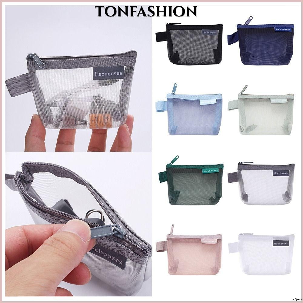 Tonfashion กระเป๋าใส่เหรียญ ตาข่าย กระเป๋าใส่เหรียญ สามมิติ กุญแจ ลิปสติก ไนลอน รายการขนาดเล็ก ที่ใส่บัตร อุปกรณ์การเรียน