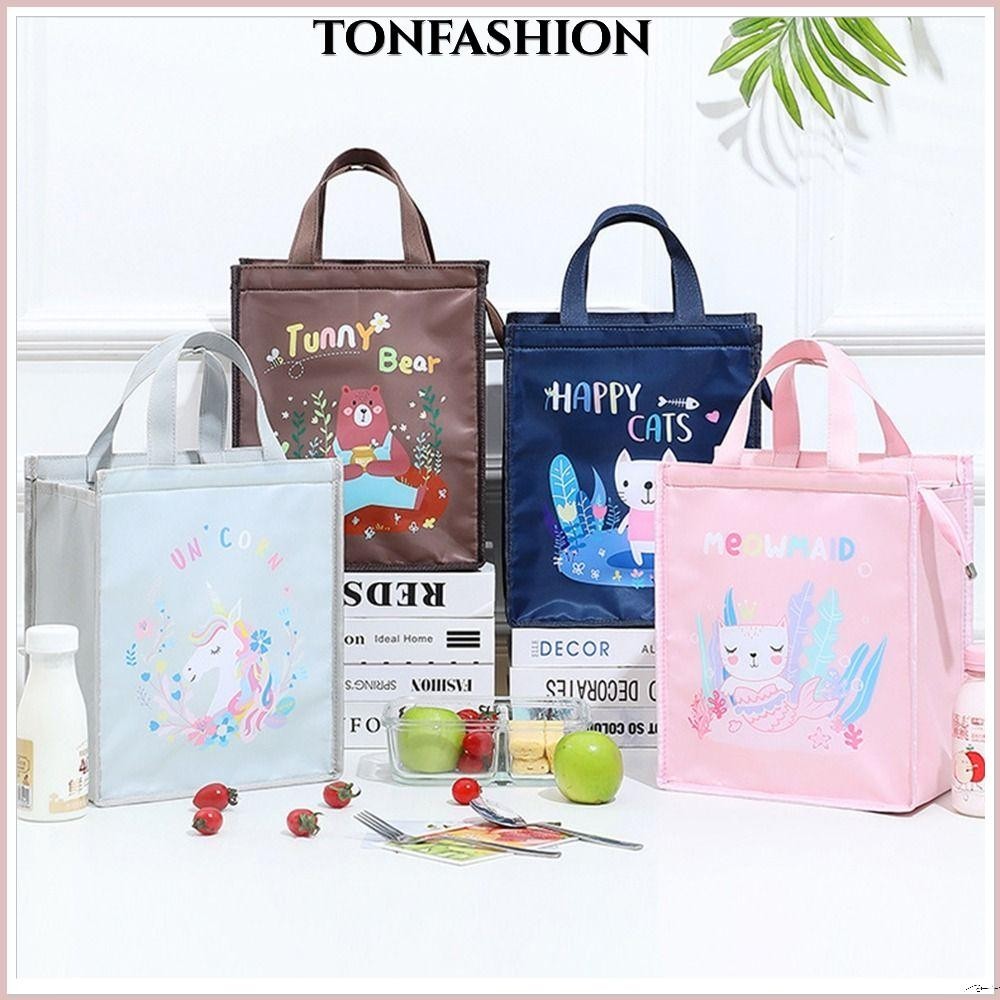 Tonfashion กระเป๋าปิกนิก กระเป๋าอาหารกลางวัน มีฉนวนกันความร้อน แบบพกพา