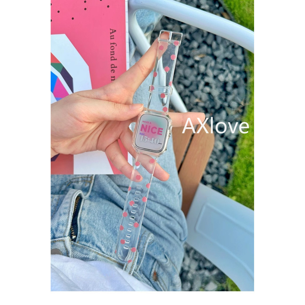 รูปแบบผลไม้โปร่งใสสายเข้ากันได้สําหรับ แอปเปิล ดู 46มม ชุด 10อัลตร้า2 49มม.45มม.44มม.40มม.41มม.38มม.42มม.สร้อยข้อมือพลาสติกอ่อนสําหรับ ฉันดู 9 8 7 กับ 6 5 4วง