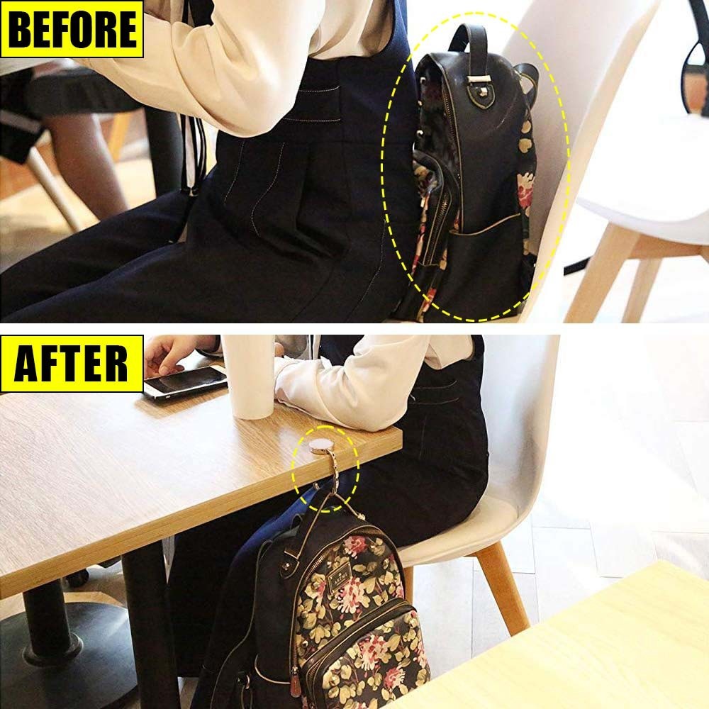 เดินทางกุญแจกระเป๋าถือตะขอตาราง-ทนทานแบบพกพาแขวนกระเป๋าแร็ค-สีดําสีขาวดอกไม้พับแขวนกระเป๋า-วินเทจแฟชั่นผู้หญิงกระเป๋าที่เก็ - รูปที่ 4