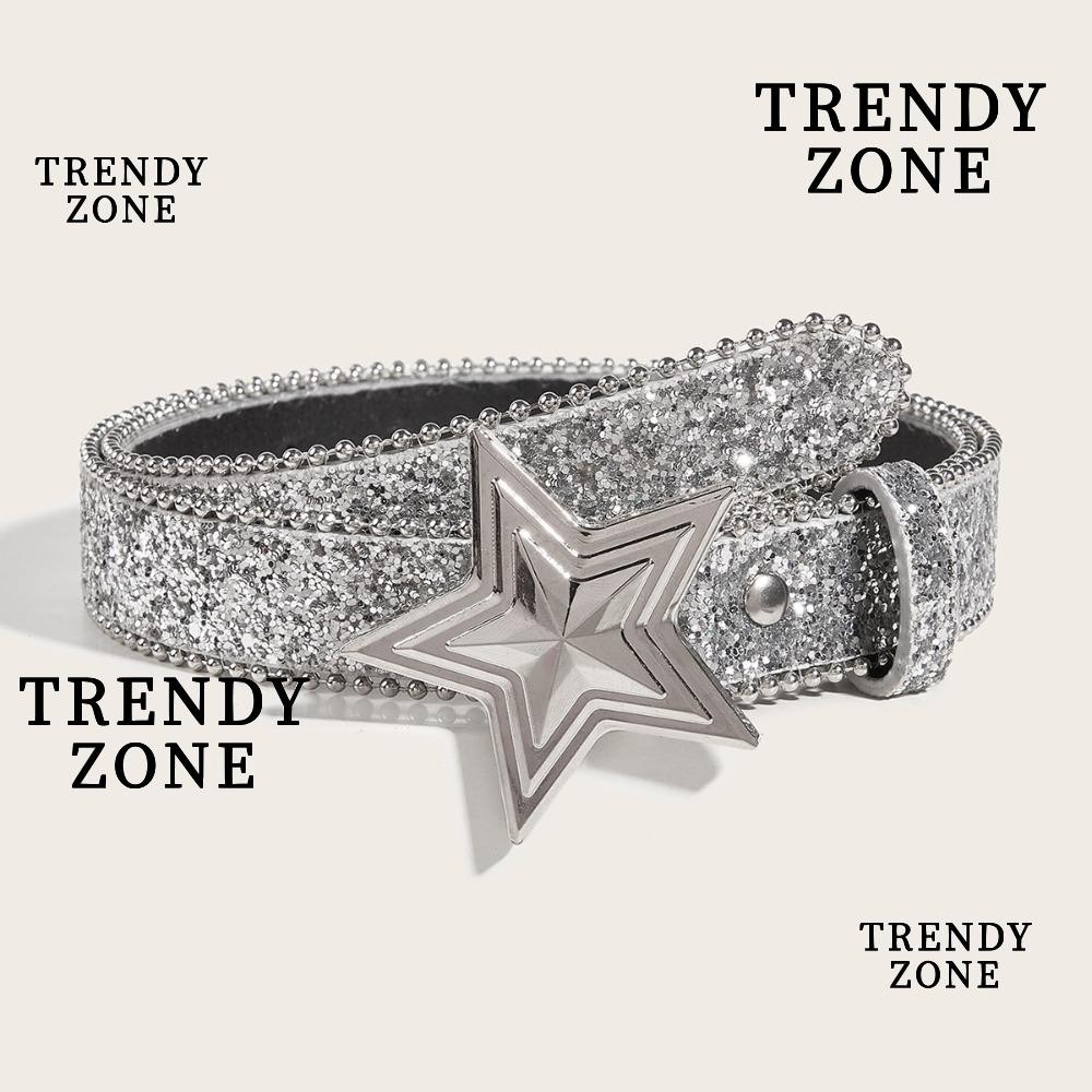 Trendyzone เข็มขัดหนัง PU อัลลอย รูปดาว หัวเข็มขัดโลหะ เครื่องประดับแฟชั่น สําหรับผู้หญิง