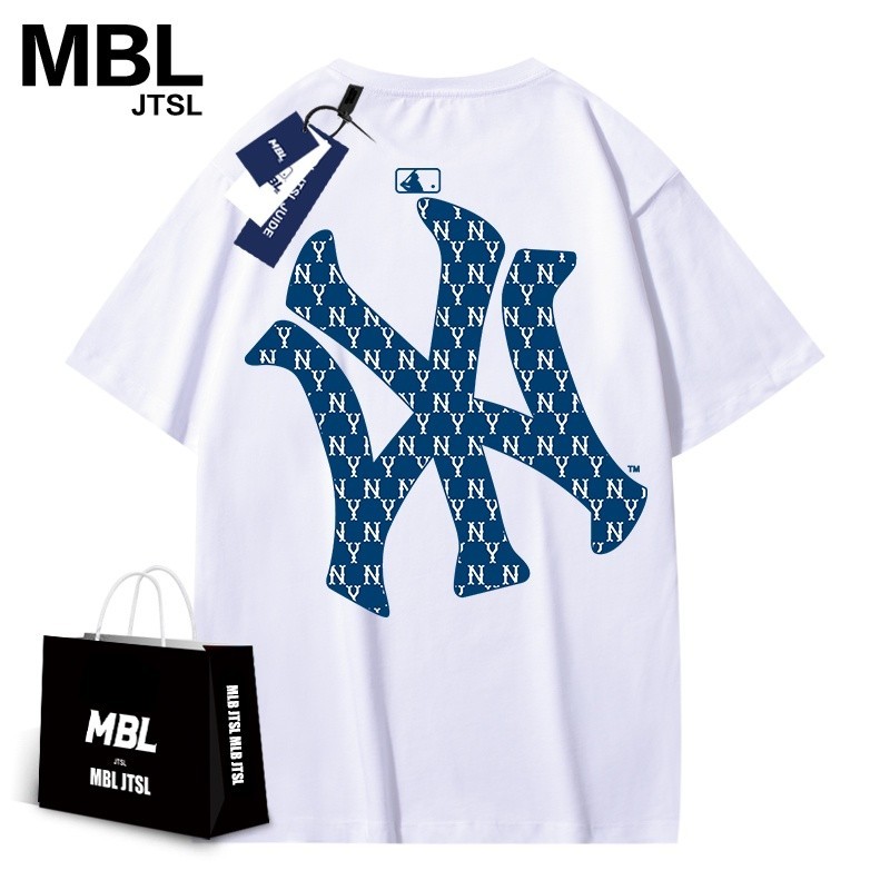 Mbl ny เสื้อยืดแขนสั้นลําลอง ผ้าฝ้าย ขนาดใหญ่