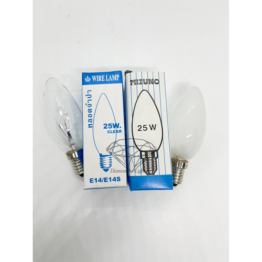 หลอดจำปา หลอด C35 หลอดไส้ ให้ความร้อน หลอดทังสเตน หลอดโคมไฟ 25W ขั้ว E14 มี 2 แบบหลอดใสและหลอดขุ่น