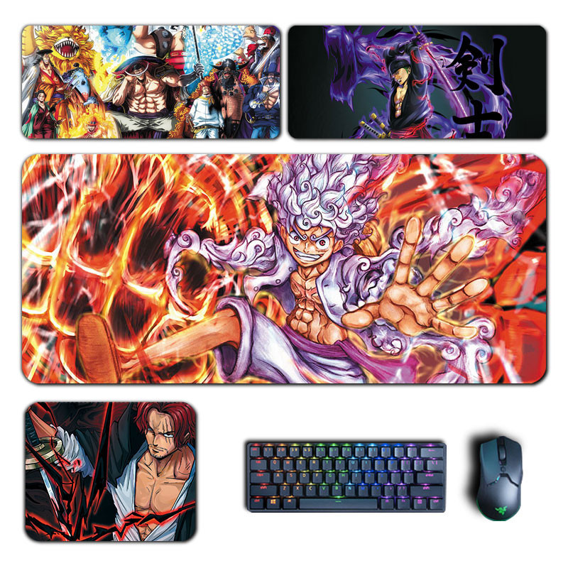90x40 ซม.อะนิเมะ One Piece XXL MousePad Shanks Zoro Luffy Ace Sanji น้ํากฎหมายแผ่นรองเมาส์ขนาดใหญ่มังงะคอมพิวเตอร์ Padding อุปกรณ์เสริมโต๊ะ