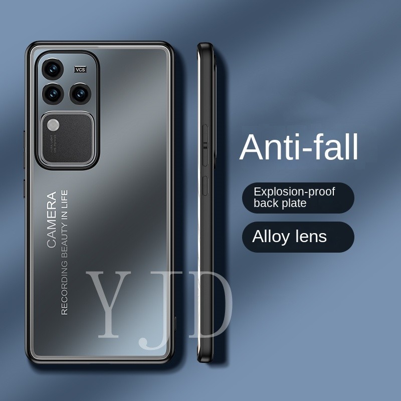 Yjd เคส Vivo V30 Pro แผ่นด้านหลังโลหะ TPU เคสโทรศัพท์กันกระแทก