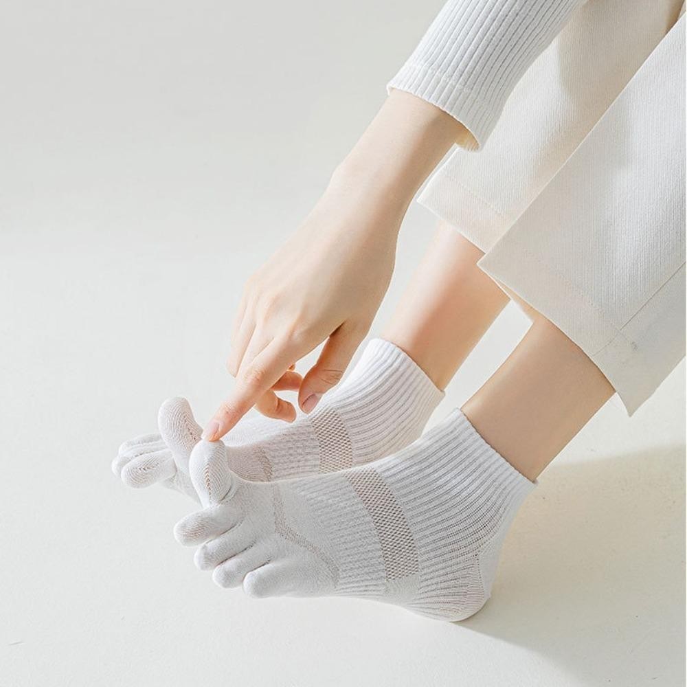 ลาตา ถุงเท้าห้านิ้ว 1 คู่, กันลื่นพร้อมถุงเท้านิ้วเท้าแยกนิ้ว, สีทึบนุ่มผ้าฝ้ายระบายอากาศถุงเท้าผู้หญิงฤดูร้อน - รูปที่ 6