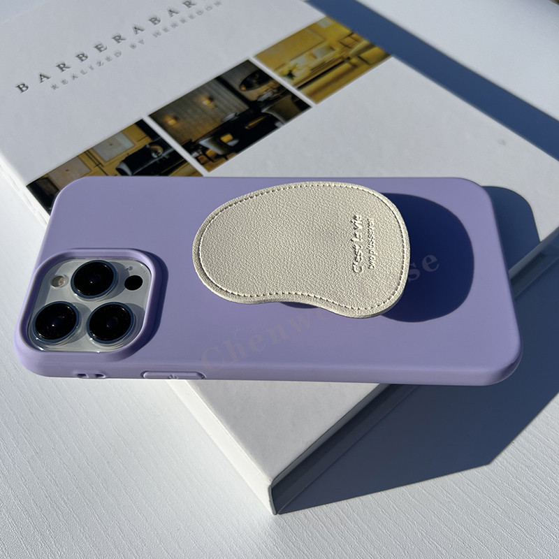 Matte Soft Case พร้อม PU หนังผู้ถือโทรศัพท์ Grip สําหรับ iPhone 16 15Promax 15 15Pro 14 14Pro 14Promax 13Pro 13Promax 12 12Promax 11 11Promax X Xr Xsmax 14Plus 11Pro 7Plus 13mini
