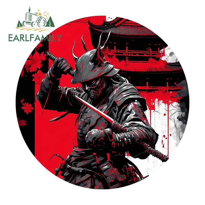 EARLFAMILY 13 ซม.Samurai สติกเกอร์รถ Campervan Trunk กระจกมองหลัง Scratch-Proof Decal Graffiti Amusing สเก็ตบอร์ดกระเป๋ากันน้ํารถจัดแต่งทรงผม