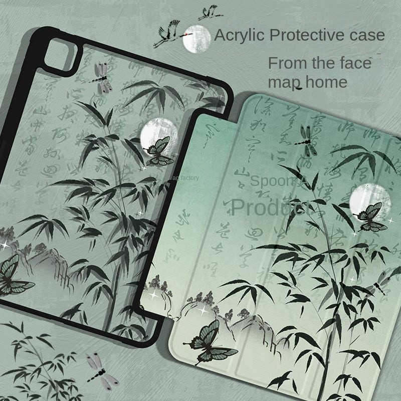 [iPad Air 4] เคสปากกา กันกระแทก ลายการ์ตูน สไตล์จีน สําหรับ iPad gen9 gen8 gen7 10.2 Air5 gen10 Pro11 2020 2021 iPad 10th