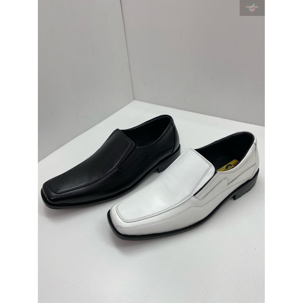รองเท้าหนังคัชชู ผู้ชาย สีดำ/สีขาว AGFASA รุ่น8001 งานดี หนังแท้ การันตี ทรงสวยใส่ทน SIZE 40-44