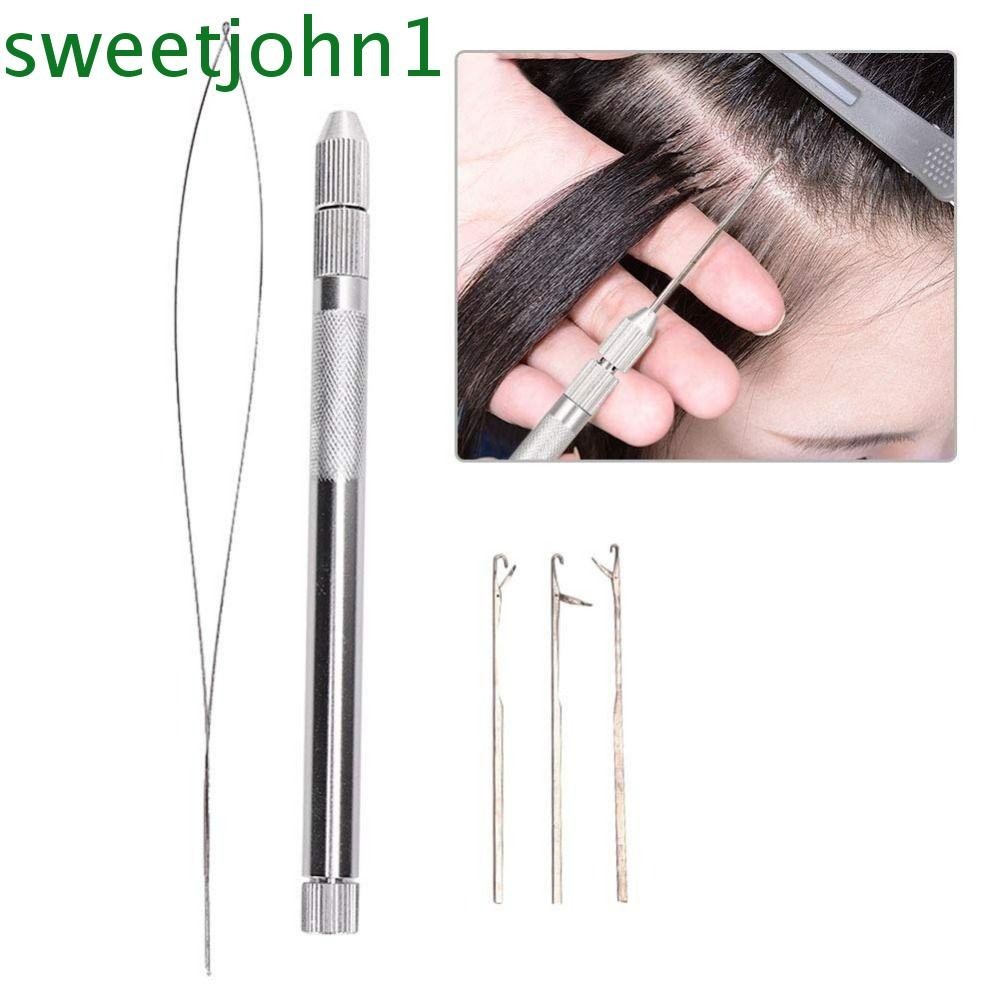 Sweetjohn ชุดอุปกรณ์ต่อผม เข็มถักโครเชต์ โลหะ 3 in 1 อเนกประสงค์ น้ําหนักเบา ถอดออกได้ 3 เข็ม
