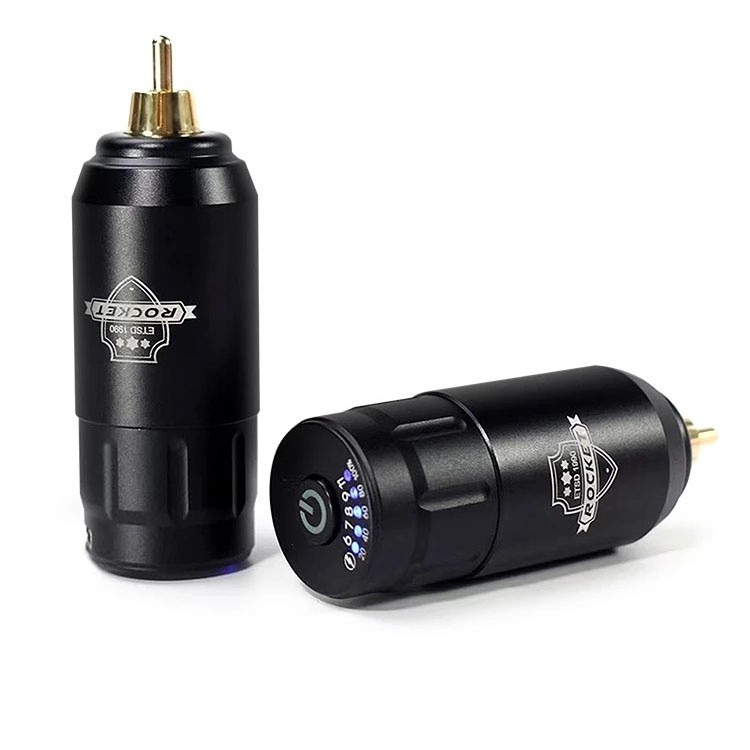 ปากกาสัก 1200mAh เชื่อมต่อแบตเตอรี่ RCA แหล่งจ่ายไฟไร้สาย ขนาดเล็ก สําหรับเครื่องสักโรตารี่ ปากกาแรงดันไฟฟ้า แสดงผล Type-C