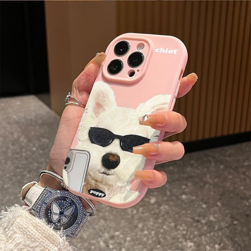 JM Selfie Dog เคสโทรศัพท์ iPhone iPhone15/14promax/13/12/11/7/8plus Soft Frosted Fat Dun