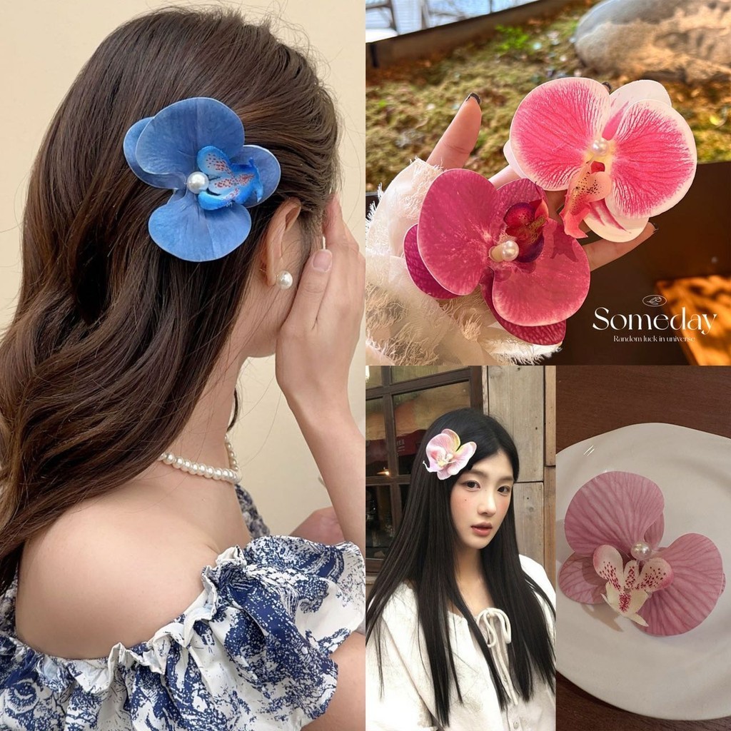 พร้อมส่ง กิ๊บติดผม เก๋ไก๋ สีสันสดใส ดีไซน์กล้วยไม้ เครื่องประดับสำหรับผู้หญิง