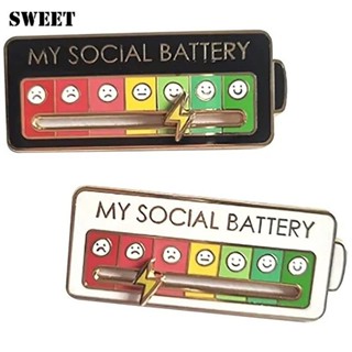 เข็มกลัด รูปแบตเตอรี่สังคม MY SOCIAL แบบเลื่อนได้ อุปกรณ์เสร…