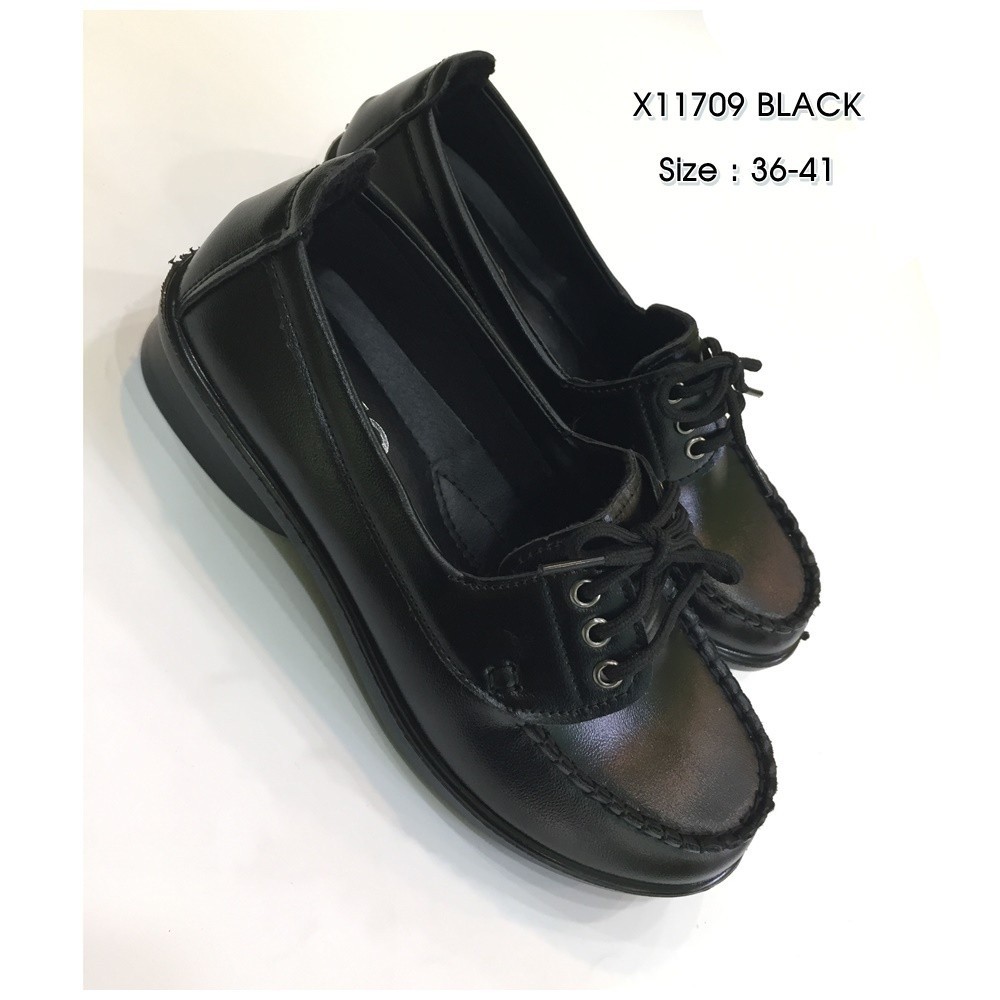 รองเท้าพิธีการ OXXO รองเท้าคัชชูส้นเตี้ย รองเท้าเพื่อสุขภาพหนังนิ่ม ส้นเตารีด ใส่ง่าย สบายเท้า X11709