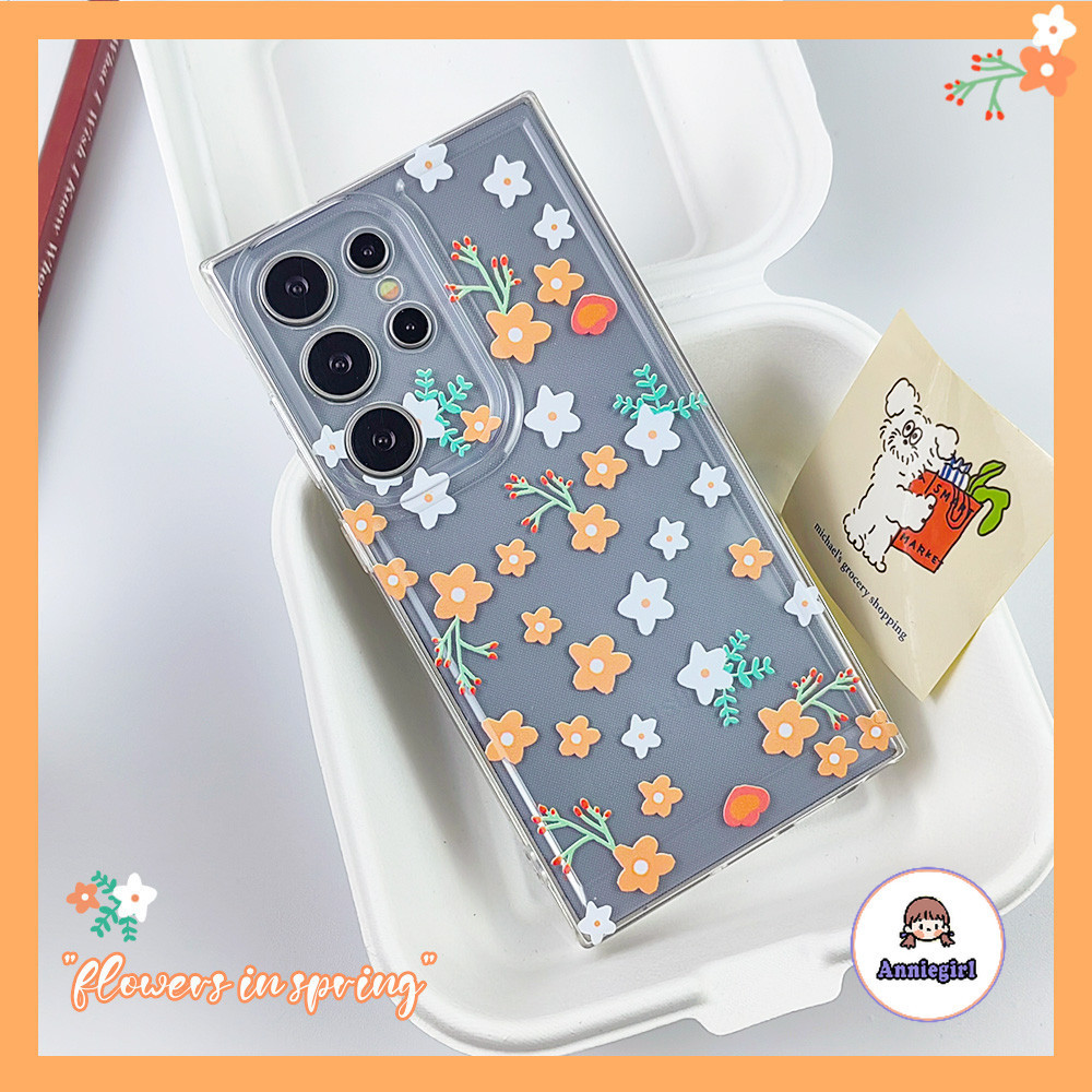 เคสโทรศัพท์มือถือแบบนิ่ม ใส กันกระแทก ลายดอกไม้ ฤดูใบไม้ผลิ สําหรับ SAMSUNG S24 Ultra S24 Plus S23 S22 S21 Ultra S21 S23 FE