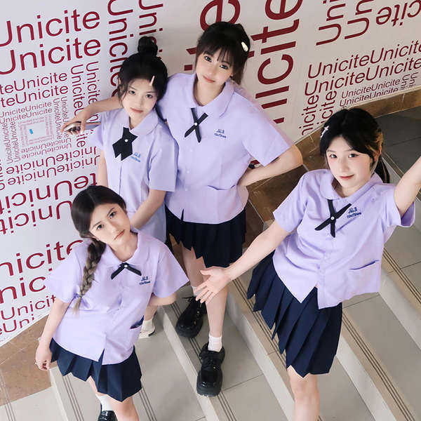 เสื้อนักเรียน เสื้อนักเรียนตราสมอ เสื้อเชิ้ตแขนสั้นชุดนักเรียนไทยสไตล์ไทยสำหรับผู้หญิงชุดสูทสำหรับนักเรียนมัธยมต้นและมัธยมปลายฤดูร้อน