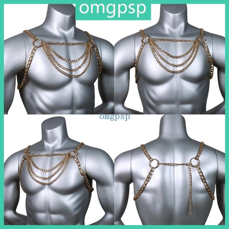 Omg เครื่องประดับผู้ชาย สายรัดหน้าอก โลหะอัลลอย สไตล์พังก์