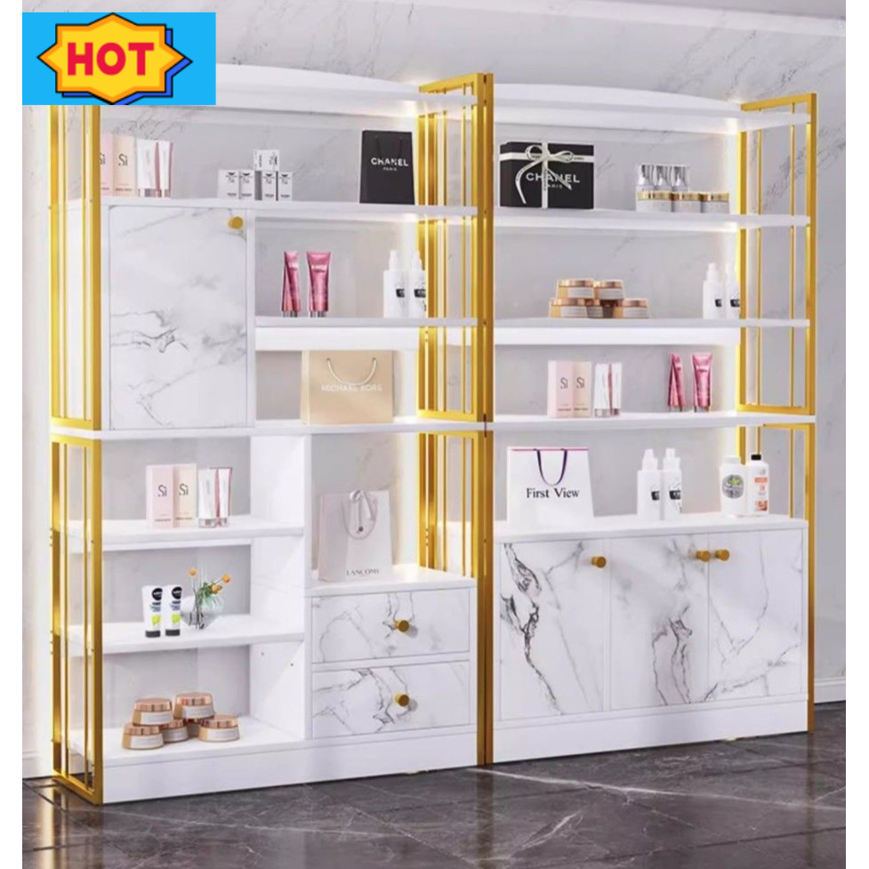 ตู้โชว์เครื่องสำอาง ร้านเสริมสวย ผลิตภัณฑ์ ที่เก็บเล็บ ขาตั้งจอแสดงผล