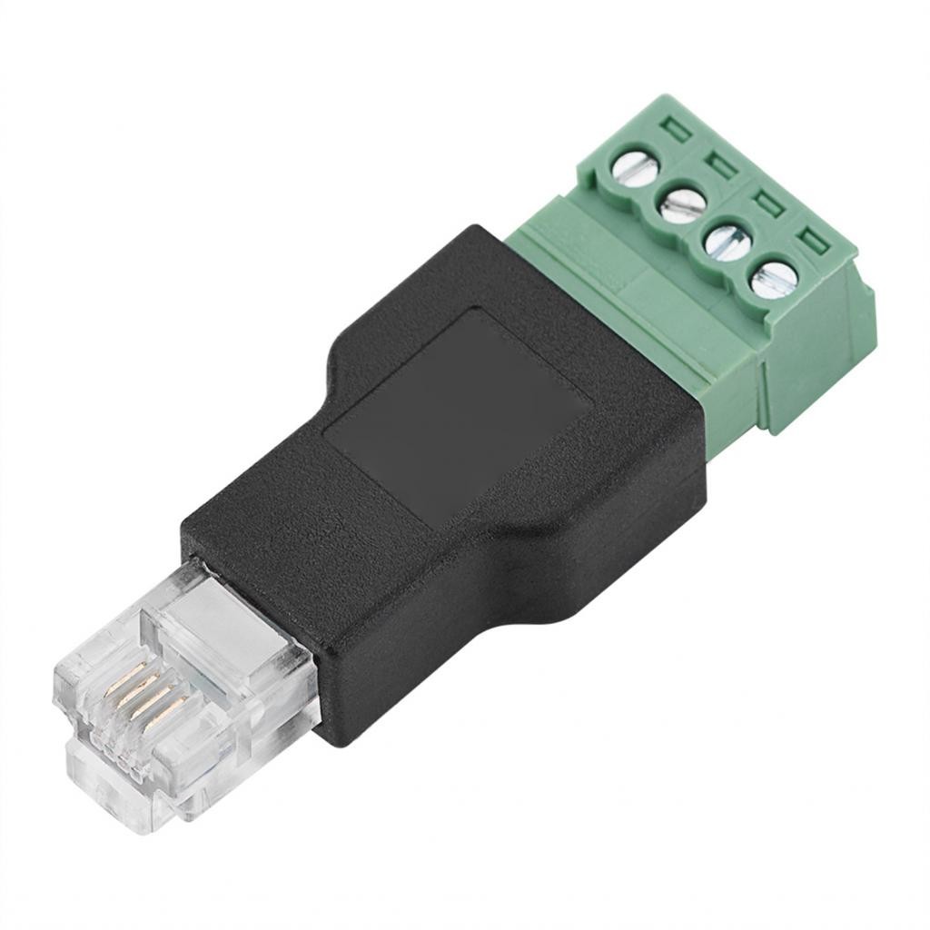 สกรู Terminal Connector Ethernet Converter Adaptor 2.0x0.7x0.4in RJ11 6P4C ชาย 4 พินสําหรับเครือข่าย