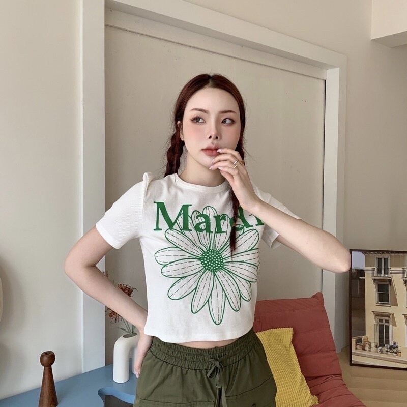 (กรุงเทพจัดส่งสินค้า)MAO Shop baby tee เสื้อยืดครอปผ้าร่อง madi mercredi crop Top