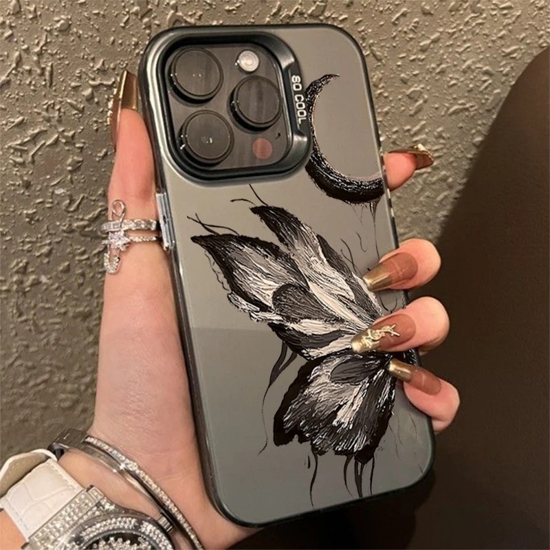 เคสมือถือ แบบแข็ง ลายผีเสื้อ ดวงจันทร์ กันกระแทก สําหรับ Samsung Galaxy A54 A55 A15 A35 A14 A34 A05 A05S A13 A23 A33 A53 A73 A52 A25 A75