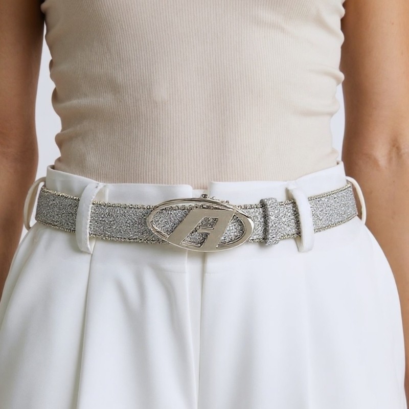 Stud All Matching Snap Buckle Belt ชุดราตรีเข็มขัดกลิตเตอร์สําหรับผู้หญิงสาว
