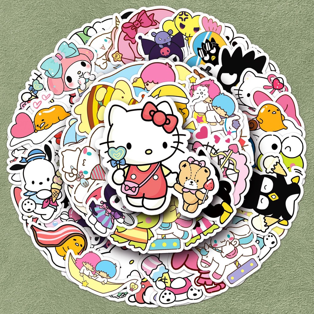 50 ชิ้น Sanrio สติกเกอร์การ์ตูน My Melody Kuromi Hello Kitty สติกเกอร์เด็กผู้หญิงน่ารัก Decals กันน้ํา