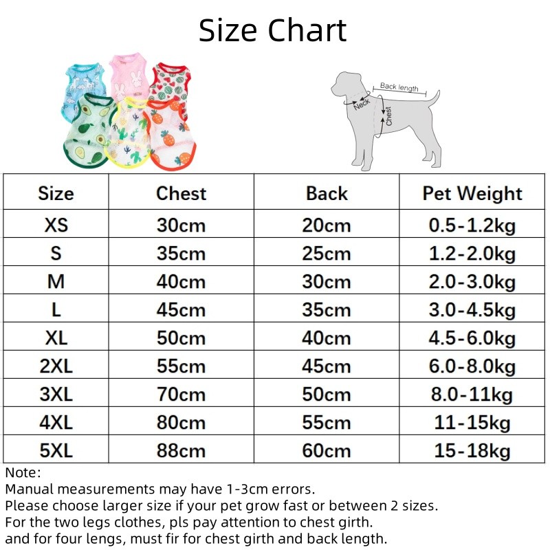 7 สีขนาด XS-5XL เสื้อผ้าสัตว์เลี้ยงฤดูร้อนใหม่สําหรับสุนัขและแมวกระต่าย - รูปที่ 2