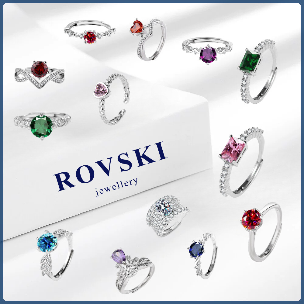 แหวนเงินแท้ 925 ประณีตสีสันสดใสทันสมัยปรับได้ในสต็อก