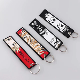 ญี่ปุ่นอะนิเมะ Cool เย็บปักถักร้อย Key Fobs Key แท็กรถยนต์พวงกุญแจสําหรับเพื่อนแฟชั่น KeyRing ของขวัญ