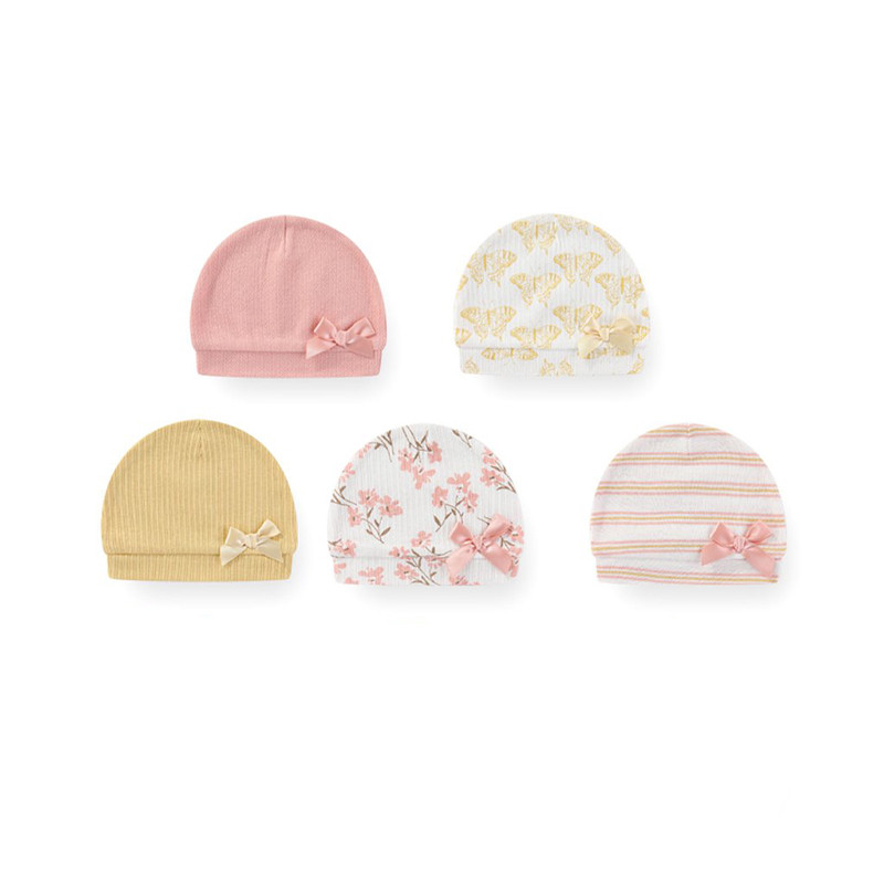 Kiddiezoom 5 ชิ้น Unisex ทารกแรกเกิดหมวกผ้าฝ้ายนุ่มยืดหยุ่นทารกแรกเกิดหมวกทารก Bonnet แฟชั่นอุปกรณ์เสริม