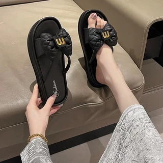 home..fashion รองเท้าแตะ สวมยางPVC พื้นหนา 2.5cm ประดับโบว์ แฟชั่น สไตล์เกาหลี สำหรับผู้หญิง X097