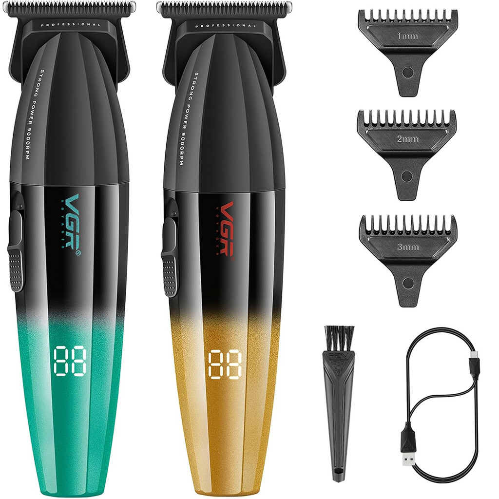 Vgr V-906 เครื่องตัดแต่งทรงผม ใบมีด T-Blade เซรามิก โลหะ เต็มรูปแบบ 9000RPM อินเตอร์เฟซ USB จอแสดงผล LED สําหรับผู้ชาย – โปรปัง