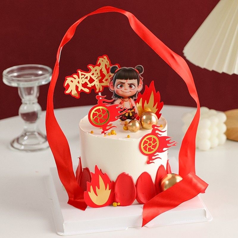 JL蛋装饰摆件魔童太风轮卡通儿童男孩生插件JL Nezha เค้กตกแต่งเครื่องประดับ-ปีศาจเด็ก, Third Princ gYoZ9BAO5C0916