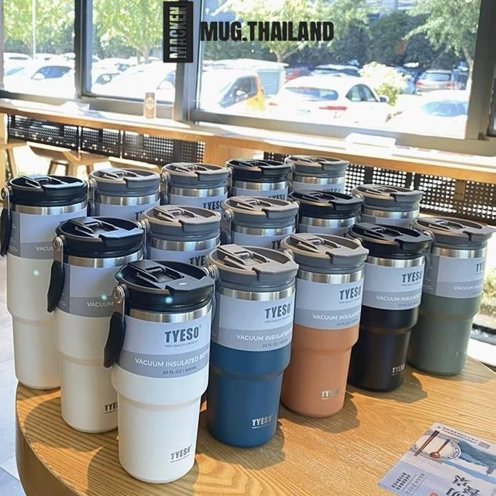 (พร้อมส่งในไทย)แก้วเก็บความเย็น Tyeso แบบใหม่มีที่จับ หูหิ้ว แก้วกาแฟ แก้วสแตนเลส 304