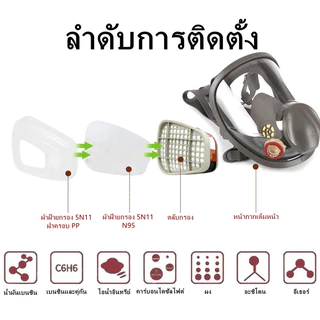 หน้ากากป้องกันแก๊สพิษ 6800 หน้ากากกันสารเคมี รุ่น 6800 ขนาดกลาง พร้อมตลับกรอง 6001, ฟิลเตอร์ 5N11, ฝาครอบ 501พร้อมส่ง