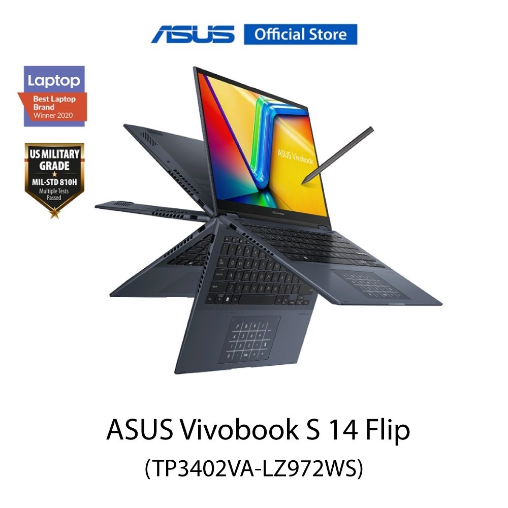 ASUS Vivobook S 14 Flip (TP3402VA-LZ972WS), Flip360 &amp; Touch, 14" LED WUXGA (1920x1200), Intel Core i9-13900H, 16GB DDR4 on board, 512GB SSD, Windows11, Office Home and Student 2021