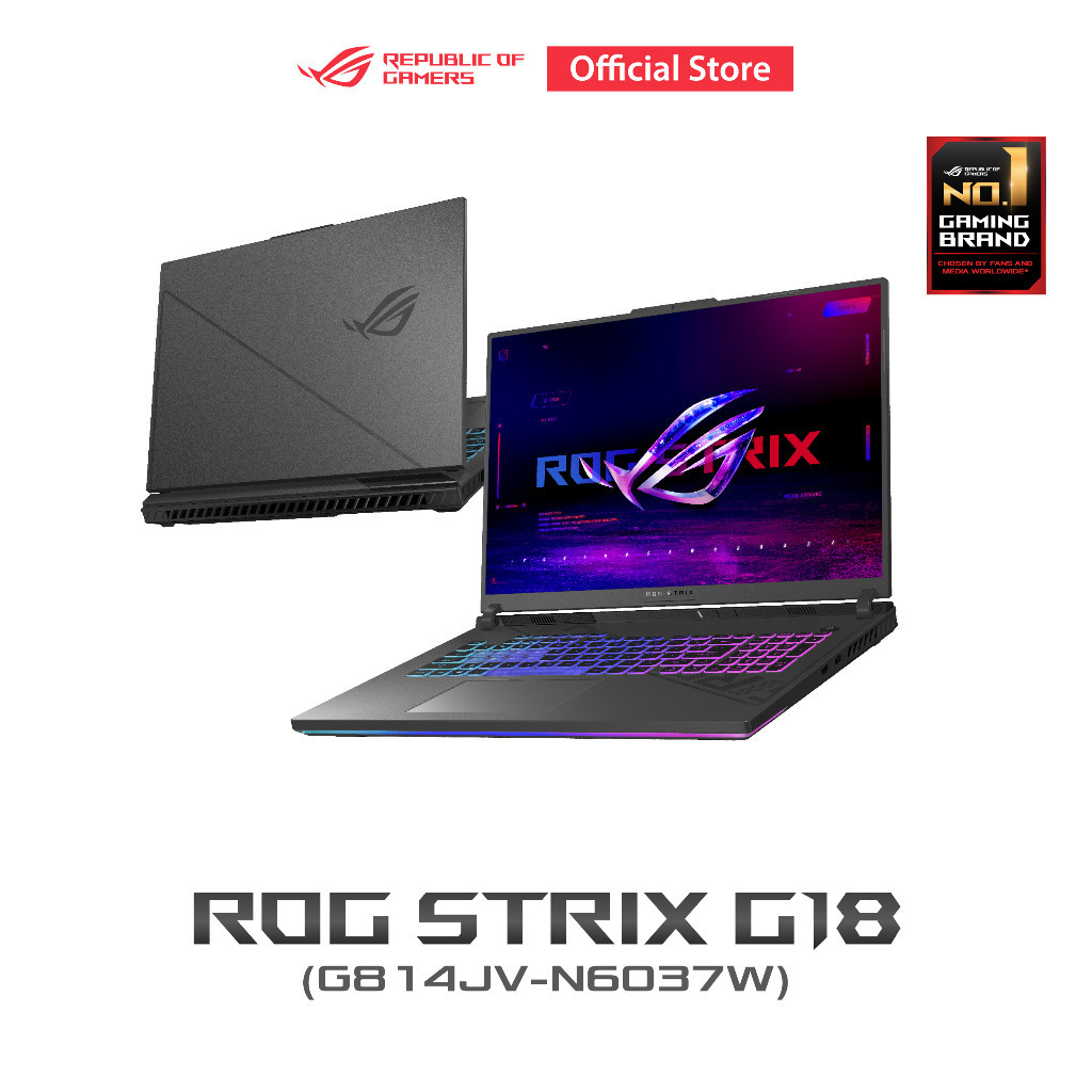 ASUS ROG STRIX G18 2023 (G814JV-N6037W) Notebook, 18" 240Hz QHD+, 13th Gen Intel® Core™ i9-13980HX, NVIDIA® GeForce RTX™ 4060, 16GB DDR5, 1TB PCle 4.0 SSD