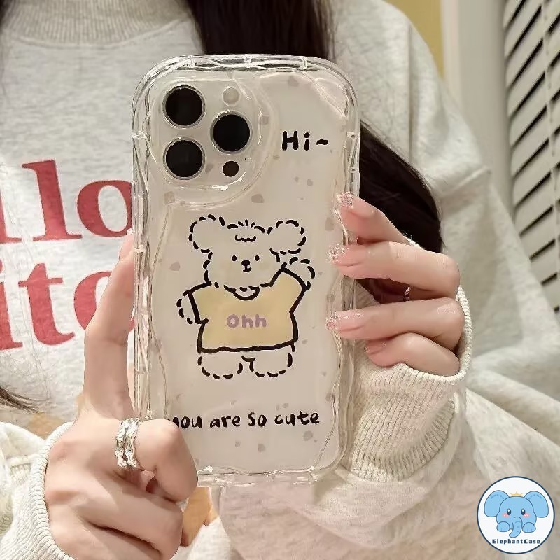 การ์ตูนสัตว์เล็กกระต่ายเป็ดหมี 3D คลื่นโค้งขอบกรณี iPhone 11 14 13 12 15 Pro Max 7Plus XR X XS Max 7 8 Plus 12 mini