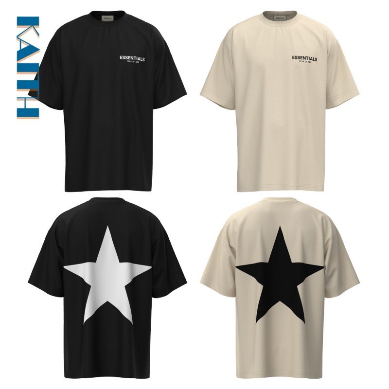 #T24 พร้อมส่ง เสื้อยืดคอกลม แขนสั้น พิมพ์ลายตัวอักษร ดาว ขนาดใหญ่ สไตล์เกาหลี วินเทจ ยอดนิยม พลัสไซซ์ สําหรับผู้ชาย และผู้หญิง