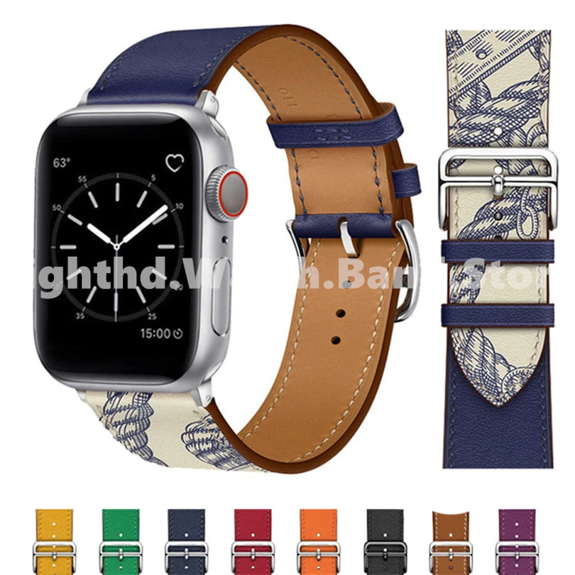 สายนาฬิกาข้อมือหนัง อุปกรณ์เสริม สําหรับ Apple Watch Ultra 2 Ultra Series 9 8 7 6 SE 5 4 3 2 1 ขนาด 49 มม. 41 มม. 45 มม. 44 มม. 42 มม. 40 มม. 38 มม.