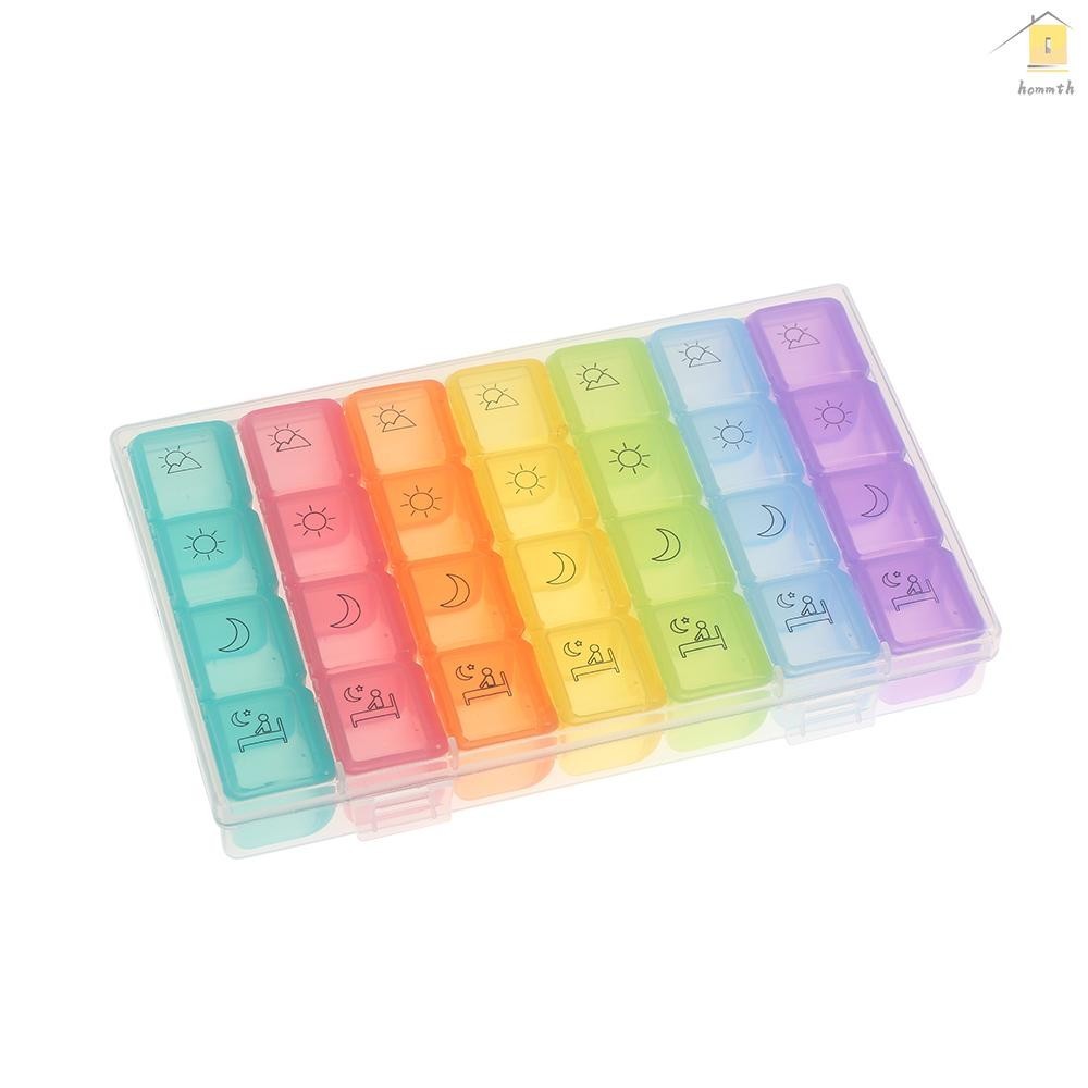 กล่องเก็บยา ประจําสัปดาห์ แบบพกพา 7 วัน 4 ครั้ง 28 ช่อง