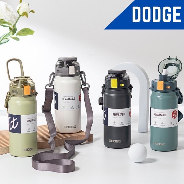 DODGE 600ml ขวดน้ำเก็บอุณหภูมิ กระบอกน้ำสแตนเลส พร้อมสายสะพาย เก็บความร้อน เก็บความเย็น