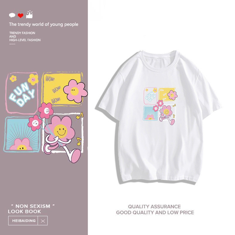(จัดส่งในกรุงเทพฯ) KK-Mao Shop เสื้อยืดแขนสั้น พิมพ์ลายการ์ตูนแมวน่ารัก สไตล์จีน