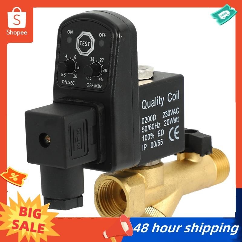 พร้อมส่ง วาล์วท่อระบายน้ําอัตโนมัติ AC 220V 1/2 นิ้ว 2 ทาง
