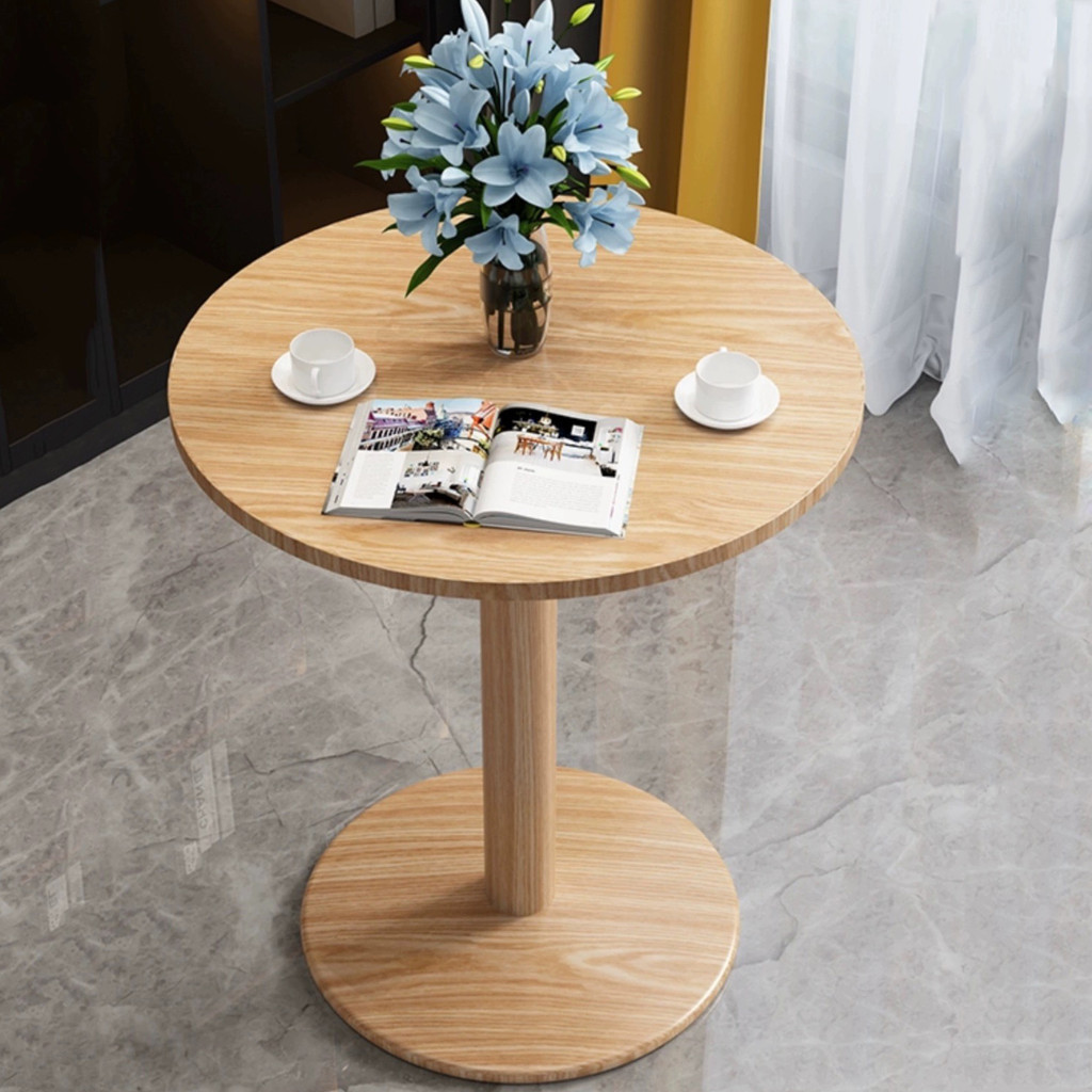 โต๊ะกลม โต๊ะรับประทานอาหาร โต๊ะกาแฟทรงกลม 80*80cm ติดตั้งง่ายใช้ในร้านกาแฟและร้านกินข้าว